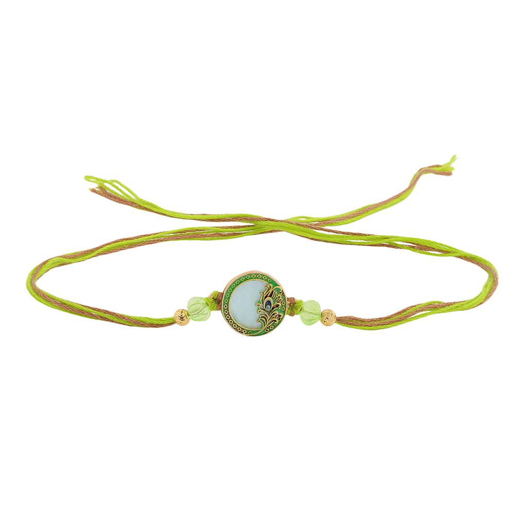 Vibrant Peacock Mor Pankh Thread Rakhi For Brother : 8905124560428