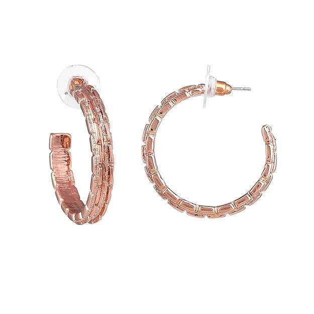 Rosegold Plated Sleek & Glamorous Lightweight Half Hoop Earrings For Girls : 206710-RGER
