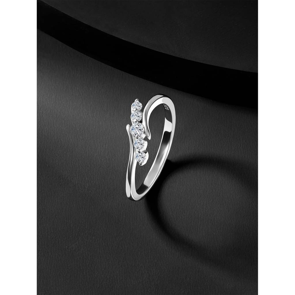925 Sterling Silver Rhodium Plated Cubic Zirconia Proposal Ring