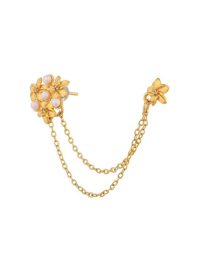 Voylla Hawaii Plumeria Pearl Bejoran Earrings : 8905124521771