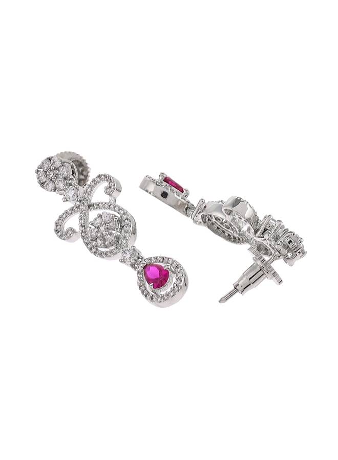 Cz Elegance Red Teardrop Cut Jewellery Set : 8905124476736