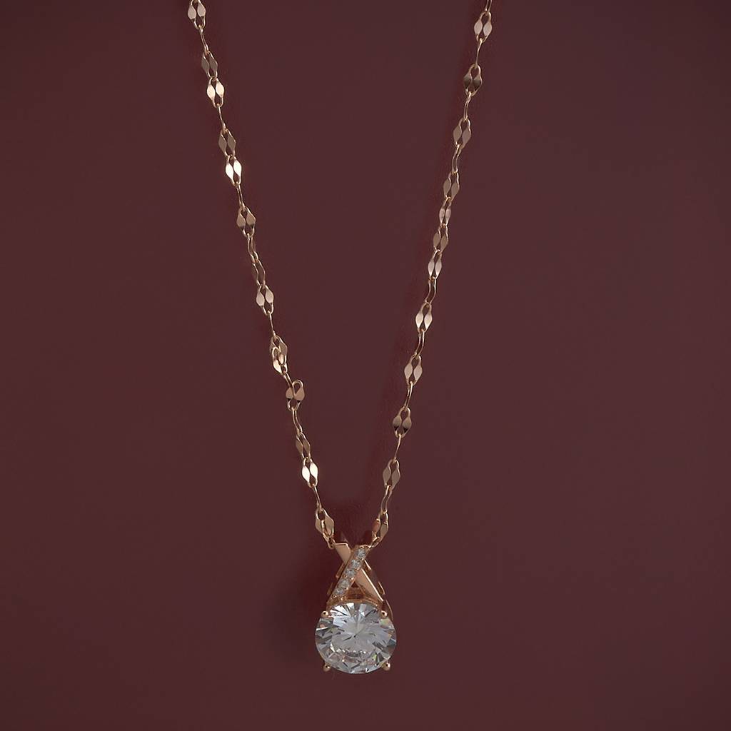 Kushal'S Fashion Jewellery White Rose Gold-Plated Zircon Party 92.5 Sterling Silver Pendant-183186 : 437507