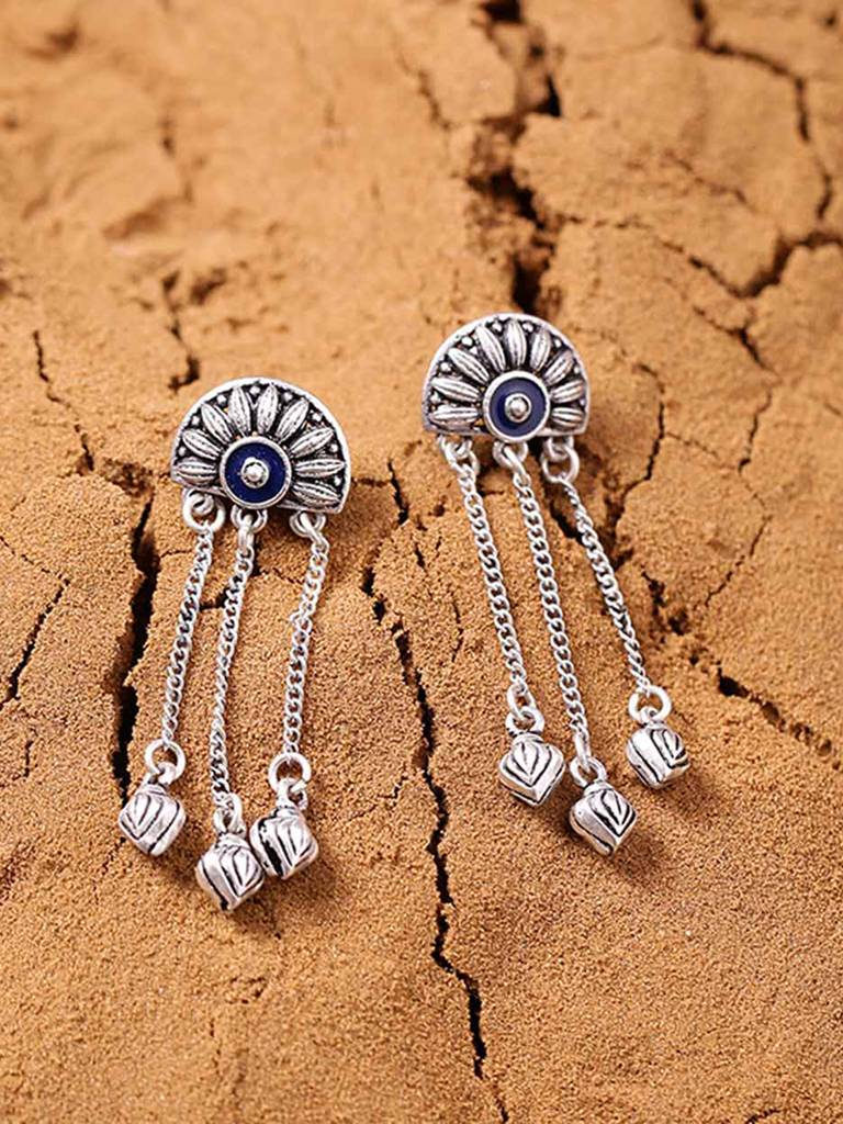 Mandala Half Moon Tassels Earrings : 8907617912370