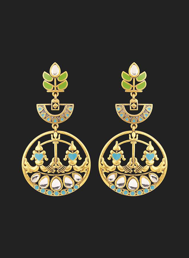 Gwalior Filigree Design Round Drop Earrings : 8905124047004