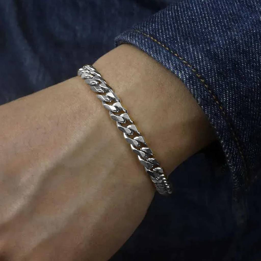 Silver Plated Stainless Steel Openable Stylish Link Chain Bracelet Fashion Jewellery Gift For Men : PX5SB112