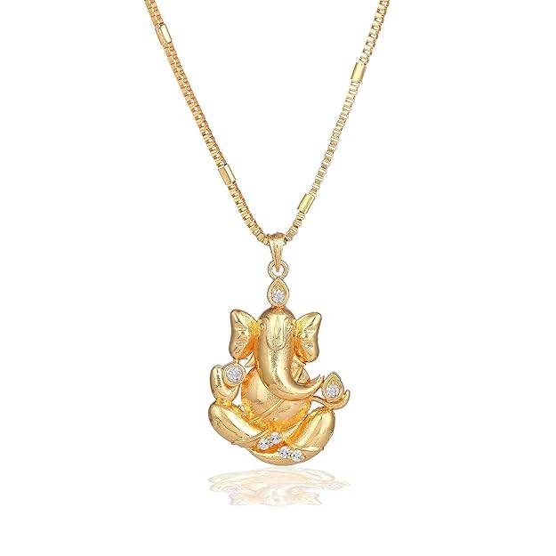 Gehena By Estele Fashion Jewelry Lord Ganesh Pendant Necklace For Men'S: Gold Plated Vighnaharta Ganesha : OSAK031-IGWEPENDANT