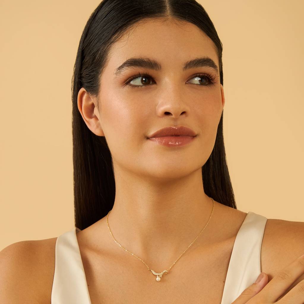 Kushal'S Fashion Jewellery Pearl Gold-Plated Party Zircon Necklace- 428374 : 428374