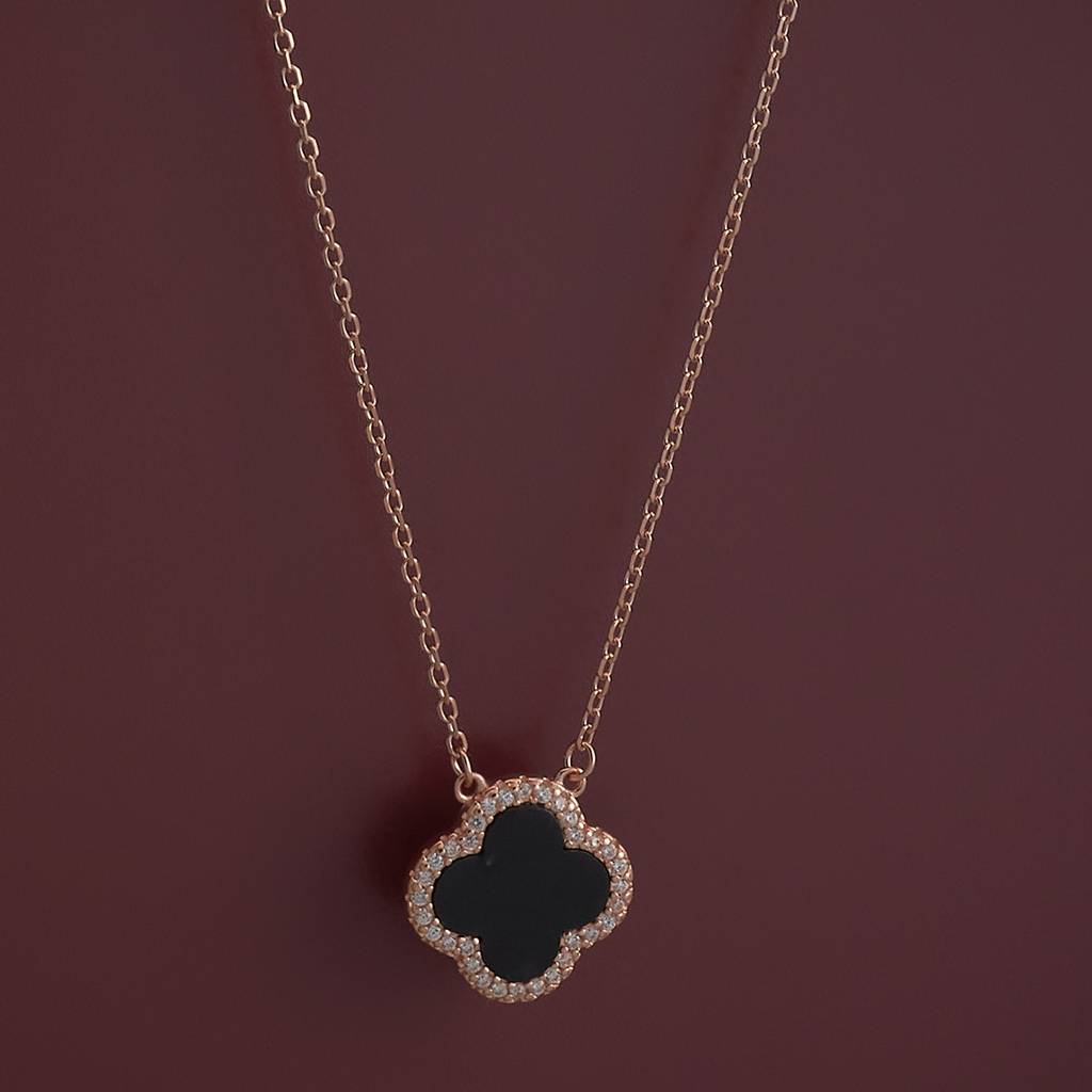 Kushal'S Fashion Jewellery Black Rose Gold-Plated Zircon Party 92.5 Sterling Silver Pendant-182977 : 436984
