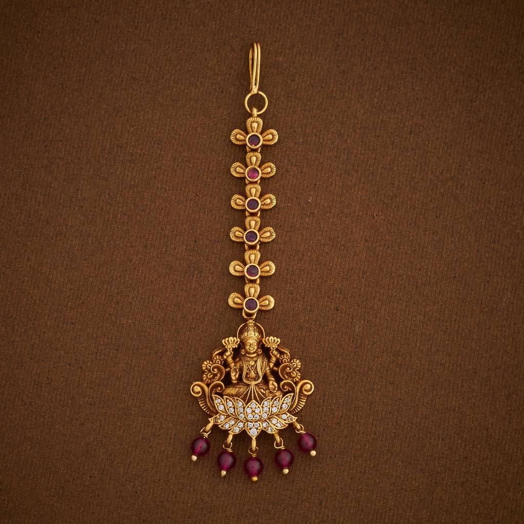 Kushal'S Fashion Jewellery Ruby Gold-Plated Ethnic Antique Maang Tikka -182517 : 435898