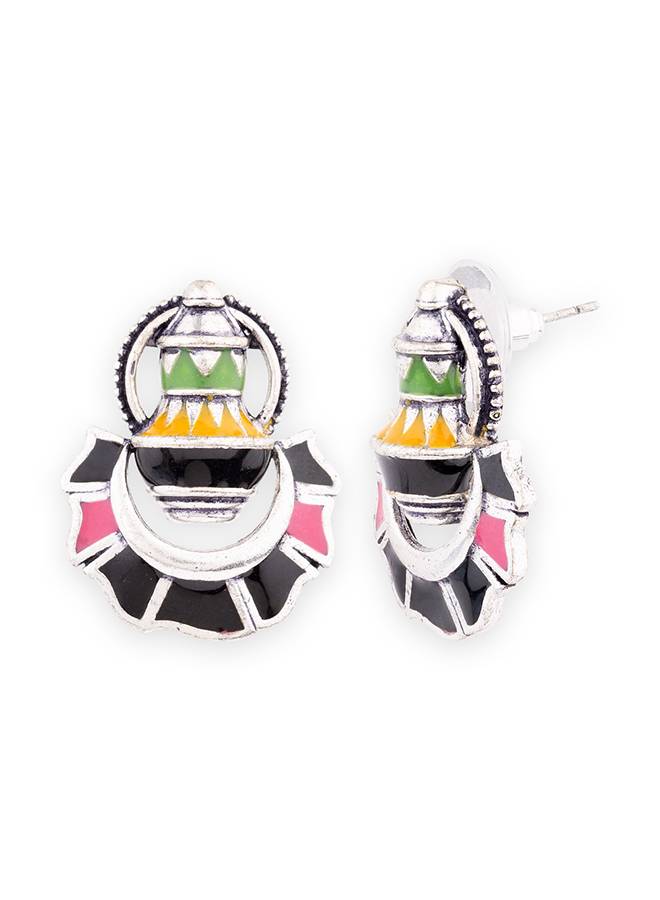 Kalbelia Enameled Chandbali Earrings : 8905124131215