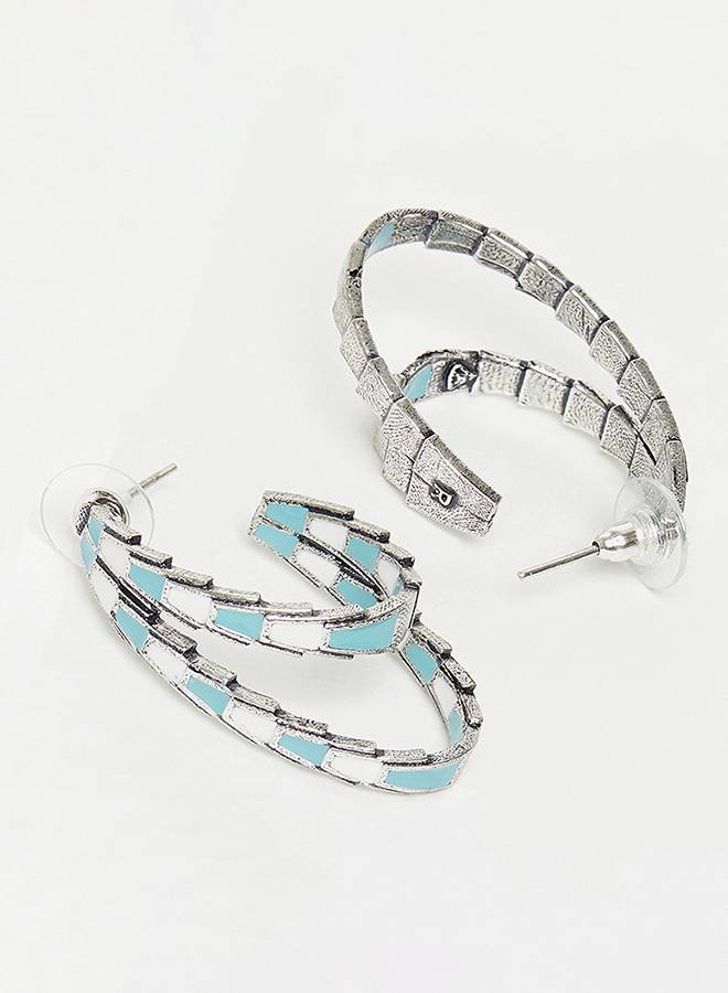 Trendy Hoops Silver Plated Brass Earrings : 8905124434156