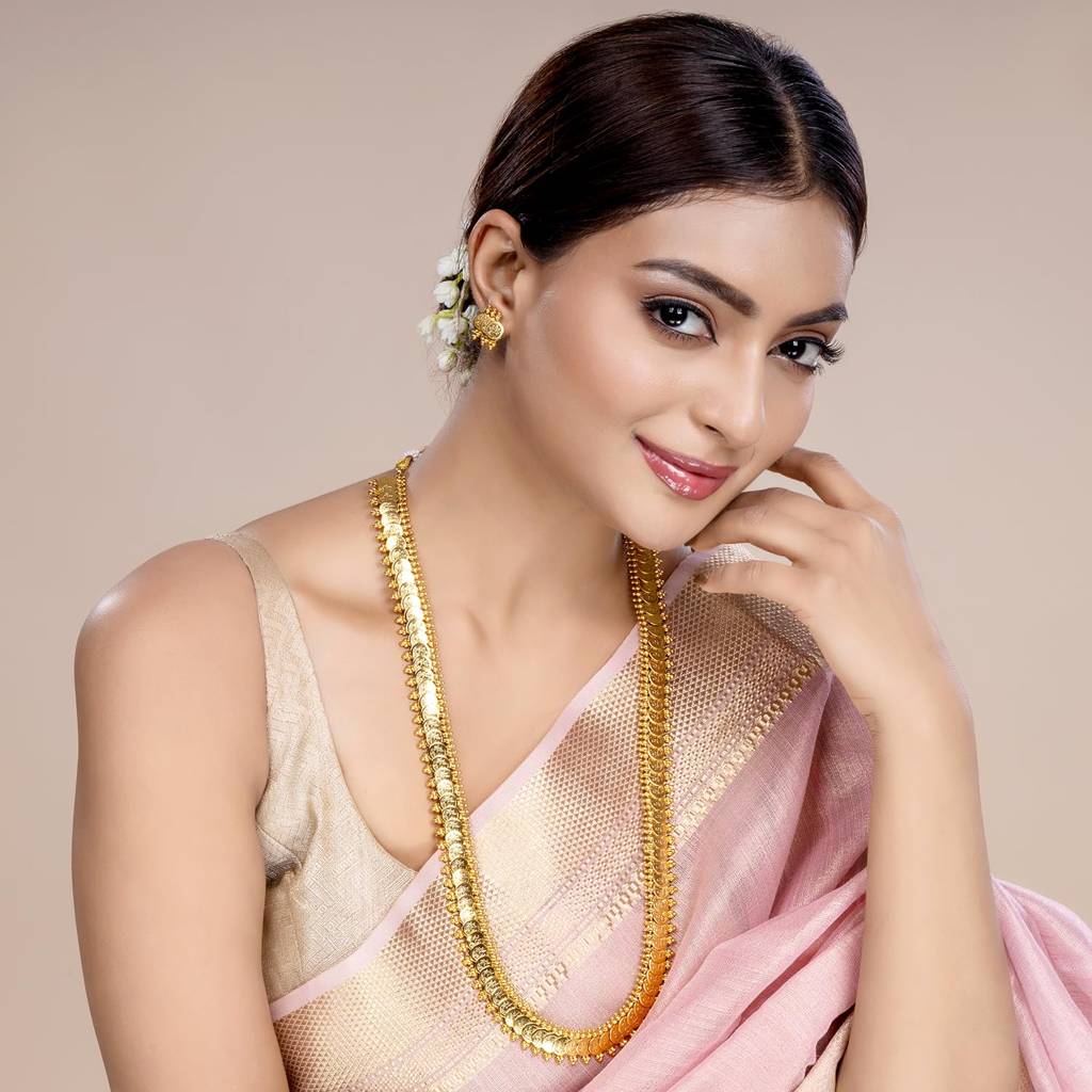 Gold Plated South Indian Traditional Bridal Long Maharani Coin Necklace Earrings Jewellery Set Gift For Women Girls : PF04N04