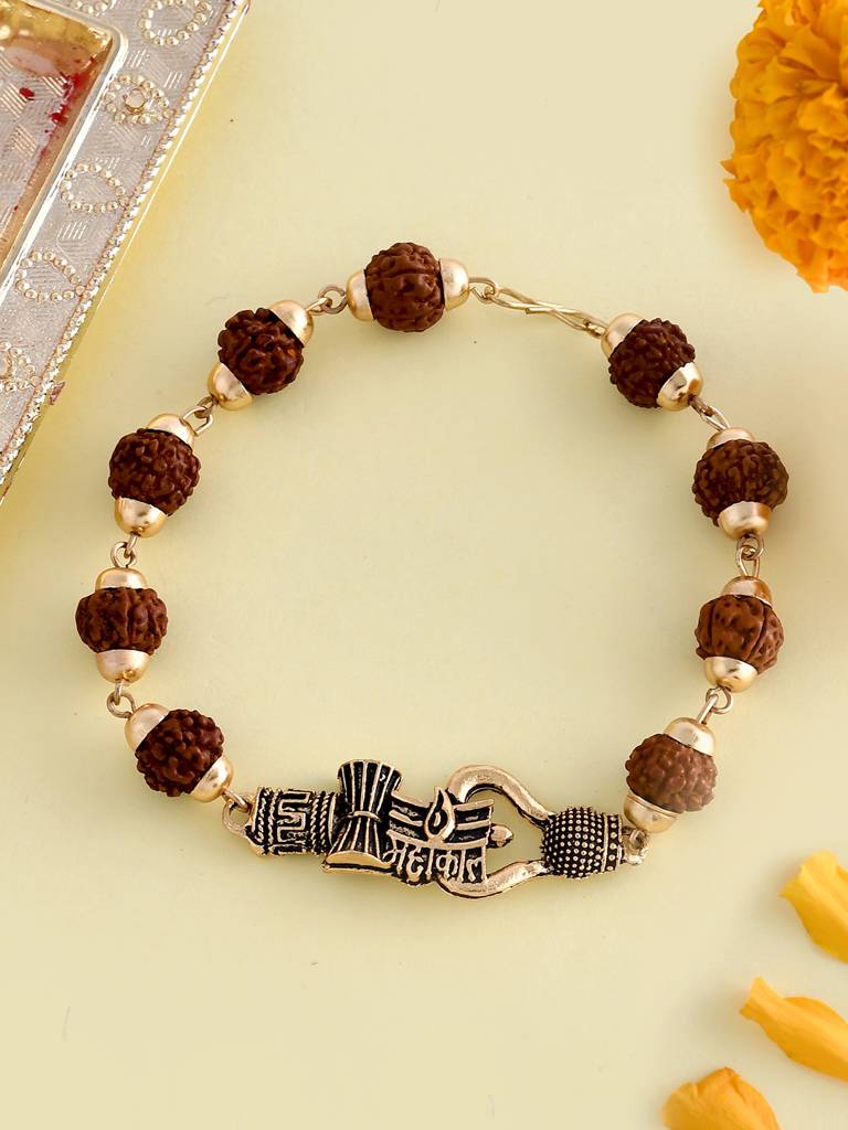 Eternz Certified Jewellery - Voylla Lord Shiva Motifs Rudraksha Rakhi