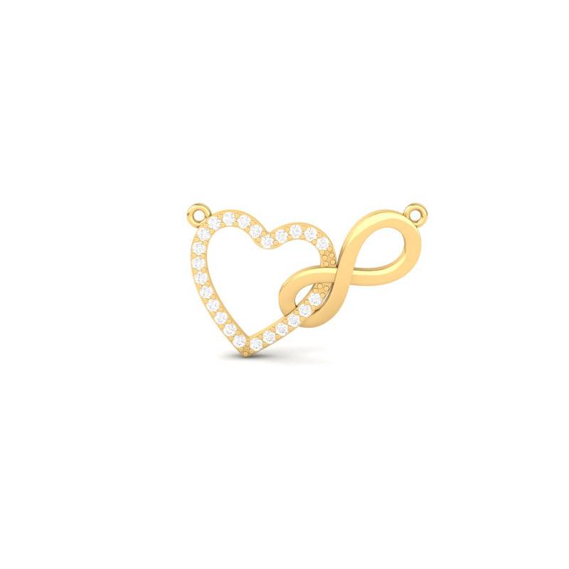 Heart & Infinity Moissanite Necklace 14K Gold Plated : TGDP-189-Y