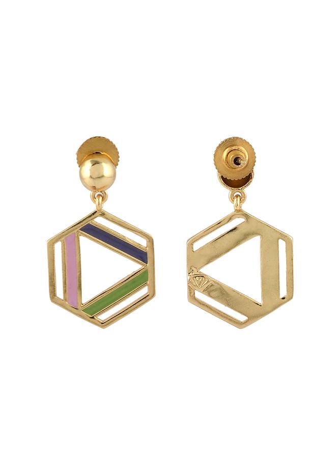 Benzene Enamelled Hexagon Drop Earrings : 8905124456622