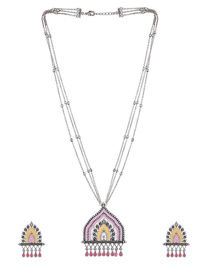 Antique Elegance Enamelled Temple Jewellery Set : 8905124458947