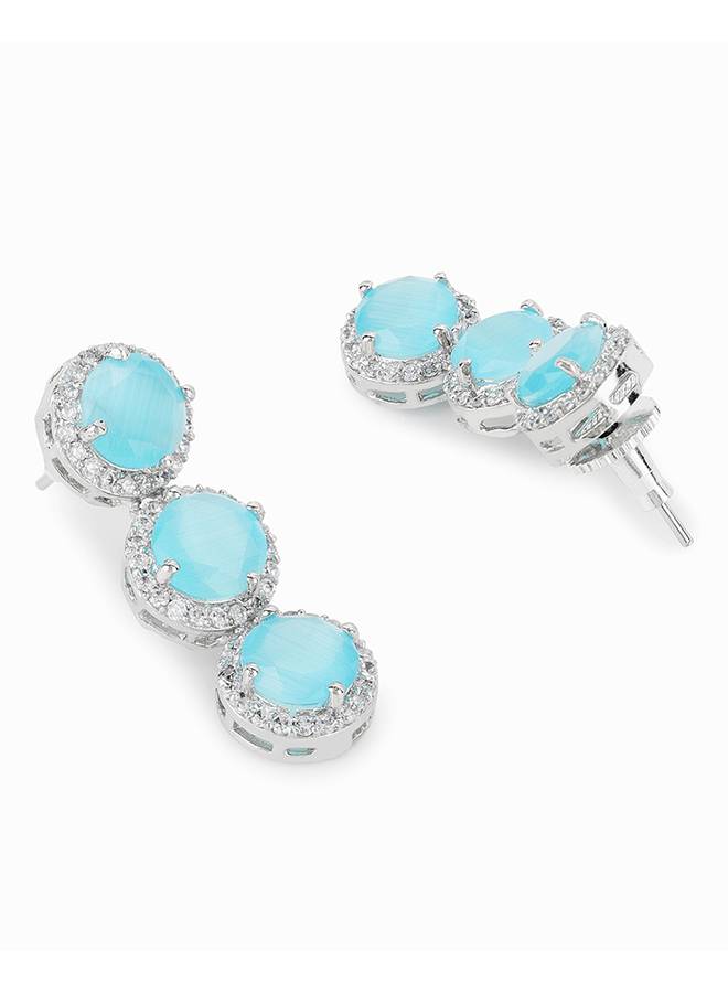Sparkling Elegance Silver Plated Zircons Jewellery Set : 8905124435559