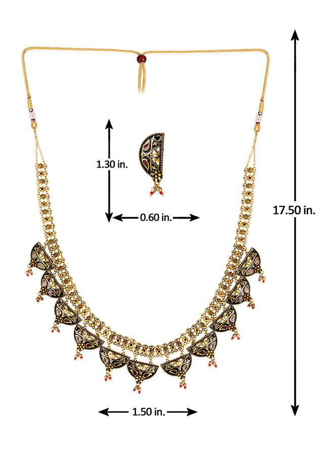 Arabian Nights Round Brass Necklace Sets : 8905124424041