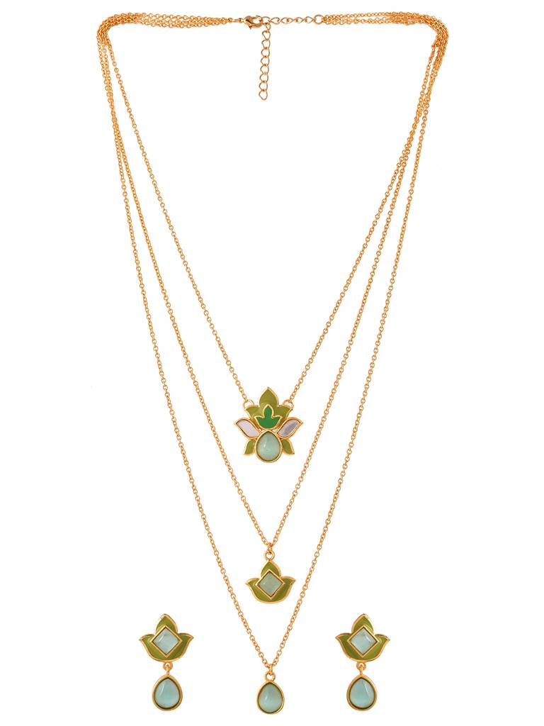 Forever More Green Layered Necklace Set : 8905124498547