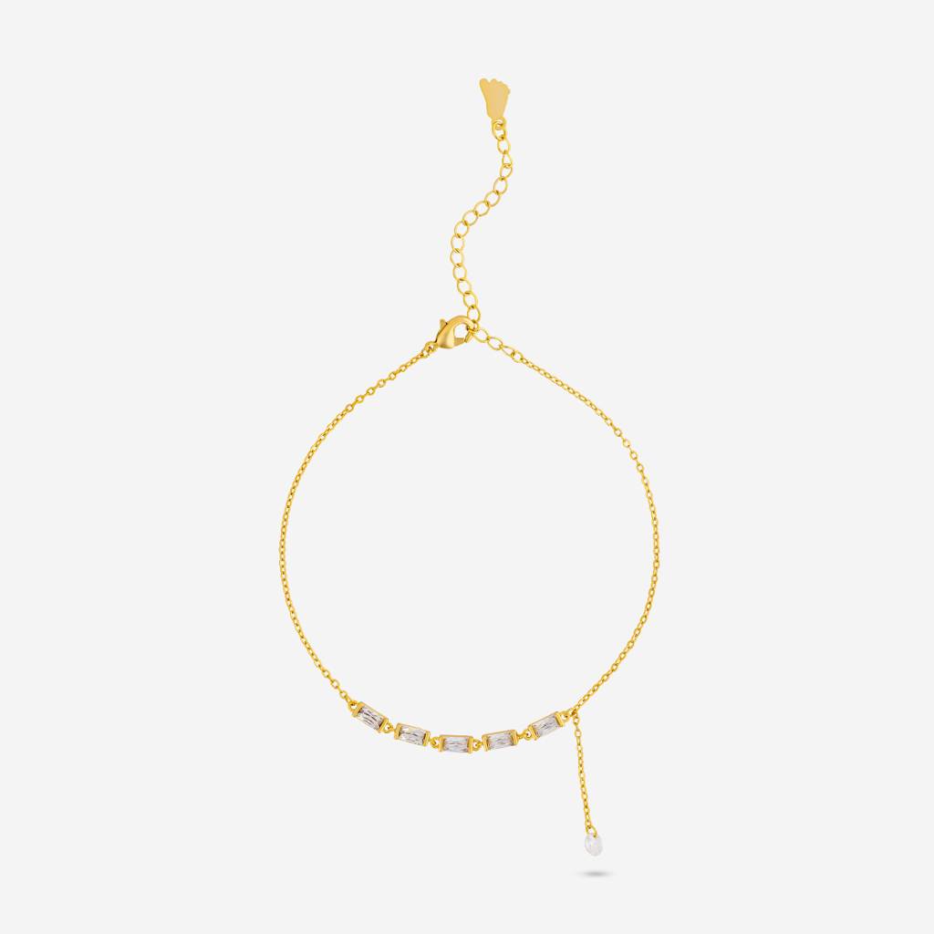 Kushal'S Fashion Jewellery White Gold-Plated Party Trendy Zircon Anklet -455206 : 455206