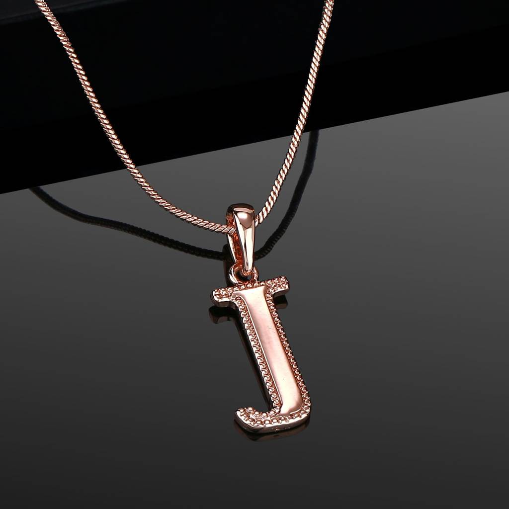 Estele Rosegold Plated J Letter Charm Pendant For Women : 1009-JPENDANT