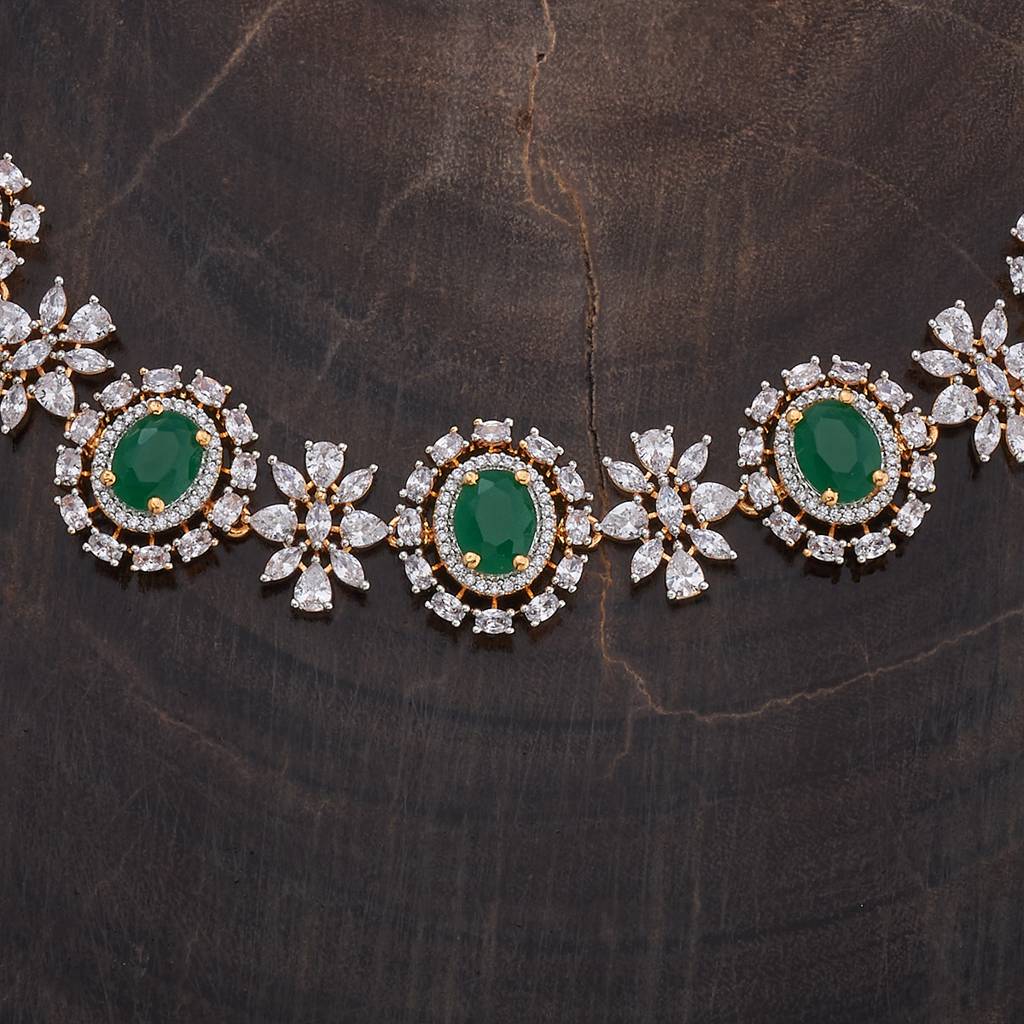 Kushal'S Fashion Jewellery Rhodium-Plated Ruby & Cubic Zirconia Studded Jewellery Set-177108 : 424541