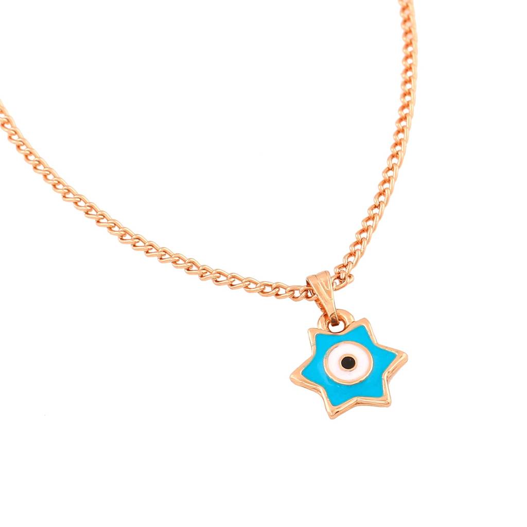 Estele Rosegold Plated Elegant Star Designer Evil Eye Charm Pendant With Chain For Women : 1015-RG-TQWEPENDANT