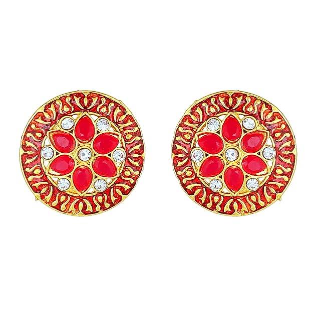 Estele Gold Plated Fascinating Designer Gehena Necklace Set With Pink Beads For Women : PJ-022-IGPNNKER