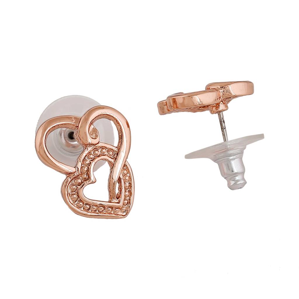 Estele Rosegold Plated Heart Shaped Stud Earrings For Women : 8223-RG-ERER