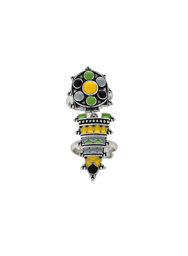 Folklore Coloured Enamel Adjustable Long Ring | Folklore Coloured ...