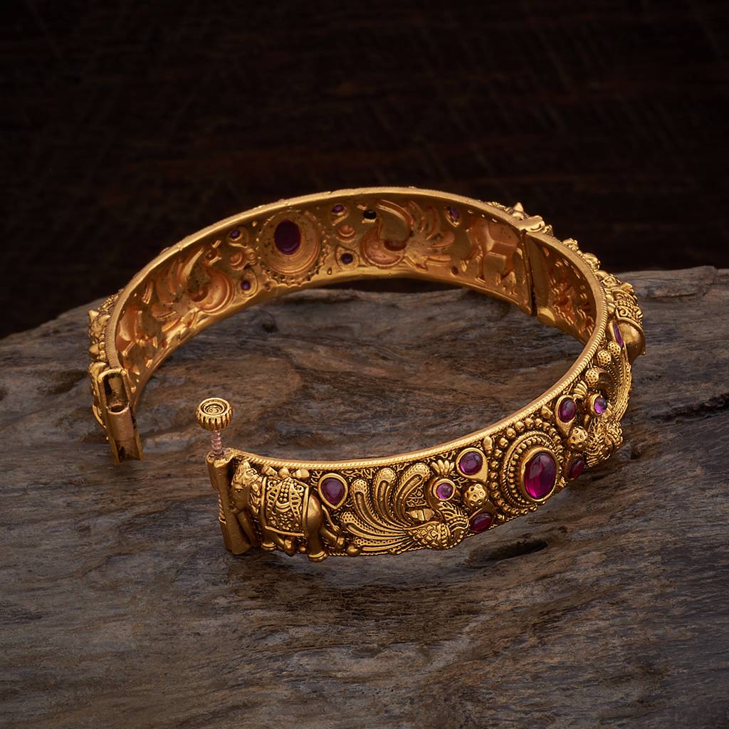 Kushal'S Fashion Jewellery Gold-Plated Synthetic Stones Ethnic Antique Bangle-165065 : 410036