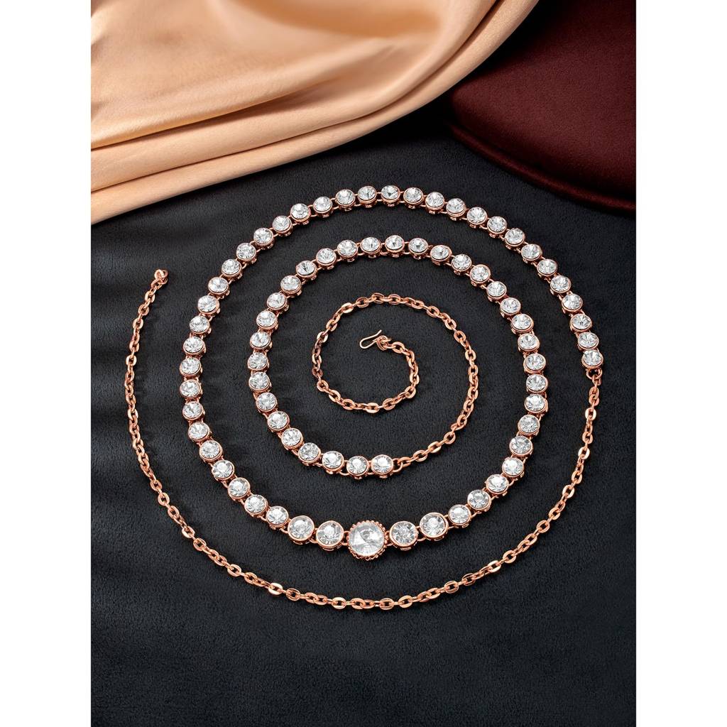Plated Kundan Studded Belly Chain Stylish Kamarband Fashion Jewellery For Girls & Women-Pf25Bch003 : PF25BCH003C