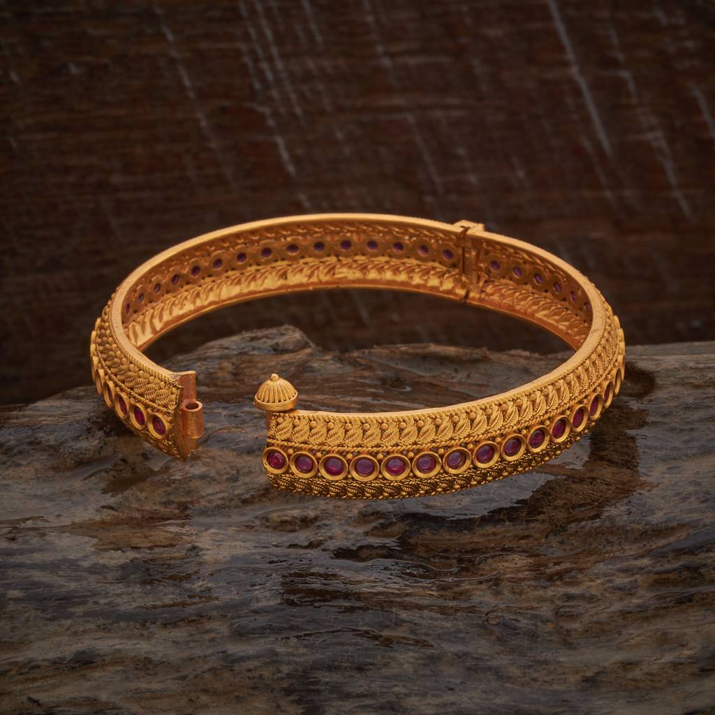 Kushal'S Fashion Jewellery Ruby Gold-Plated Ethnic Antique Bangle-181916 : 434556