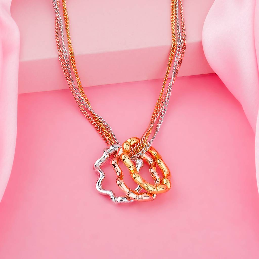 Estele Rosegold Plated Floral Designer Pendant For Women : 411PENDANT