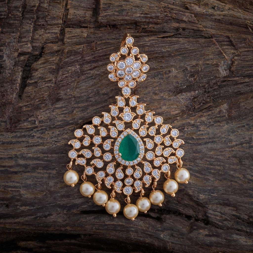 Kushal'S Fashion Jewellery Green Gold-Plated Party Zircon Pendant Set -173243 : 415870