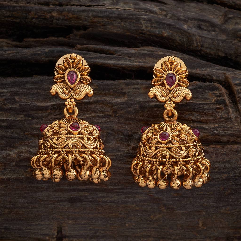 Kushal'S Fashion Jewellery Gold-Plated Ethnic Antique Jhumkas-169535 : 415108