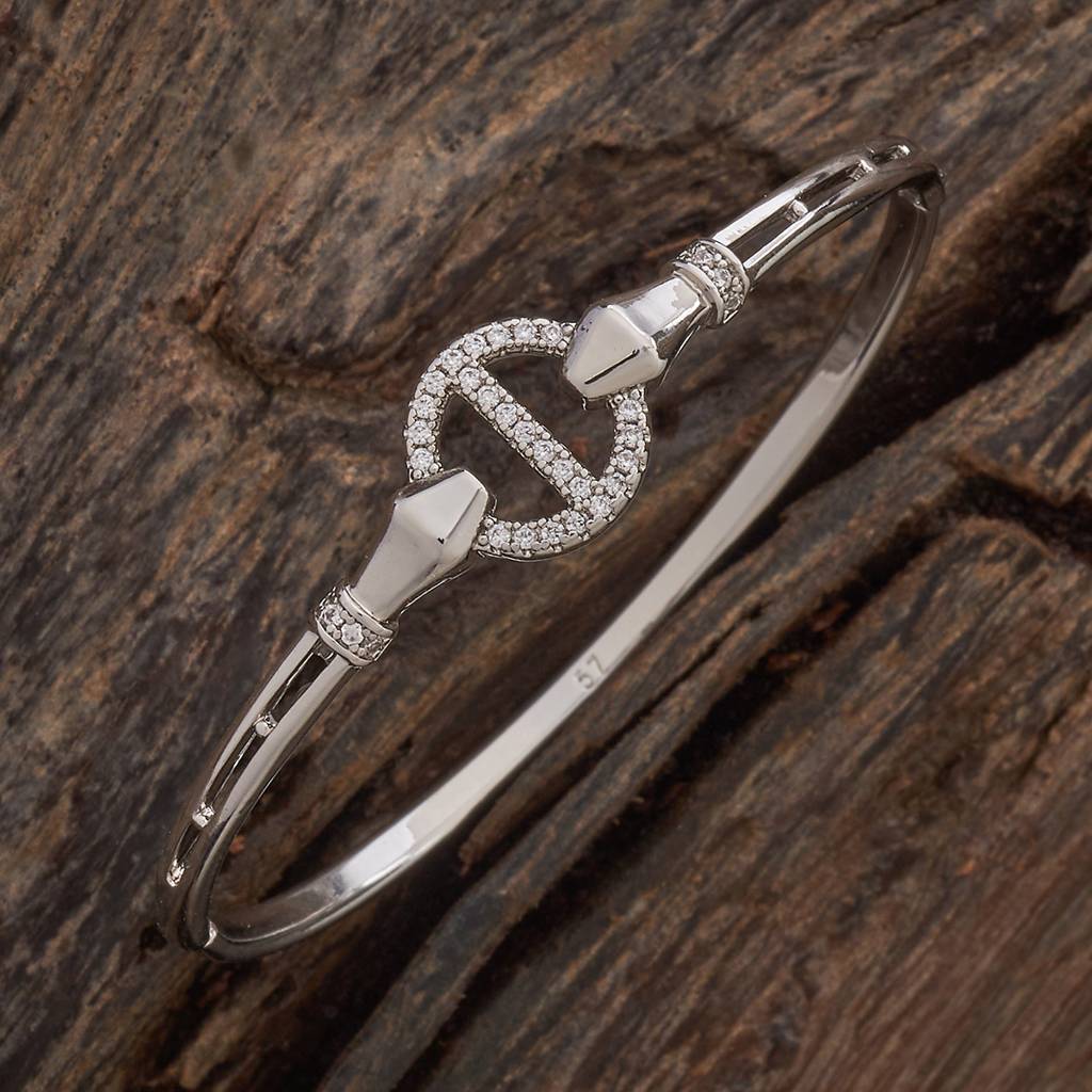 Kushal'S Fashion Jewellery White Rhodium-Plated Party Zircon Kada-186970 : 445598