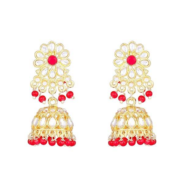 Estele Gold Plated Marvelous Gehena Necklace Set & Maang Tikka With Ruby Beads For Women : PJ-040-IGRBNKERTK