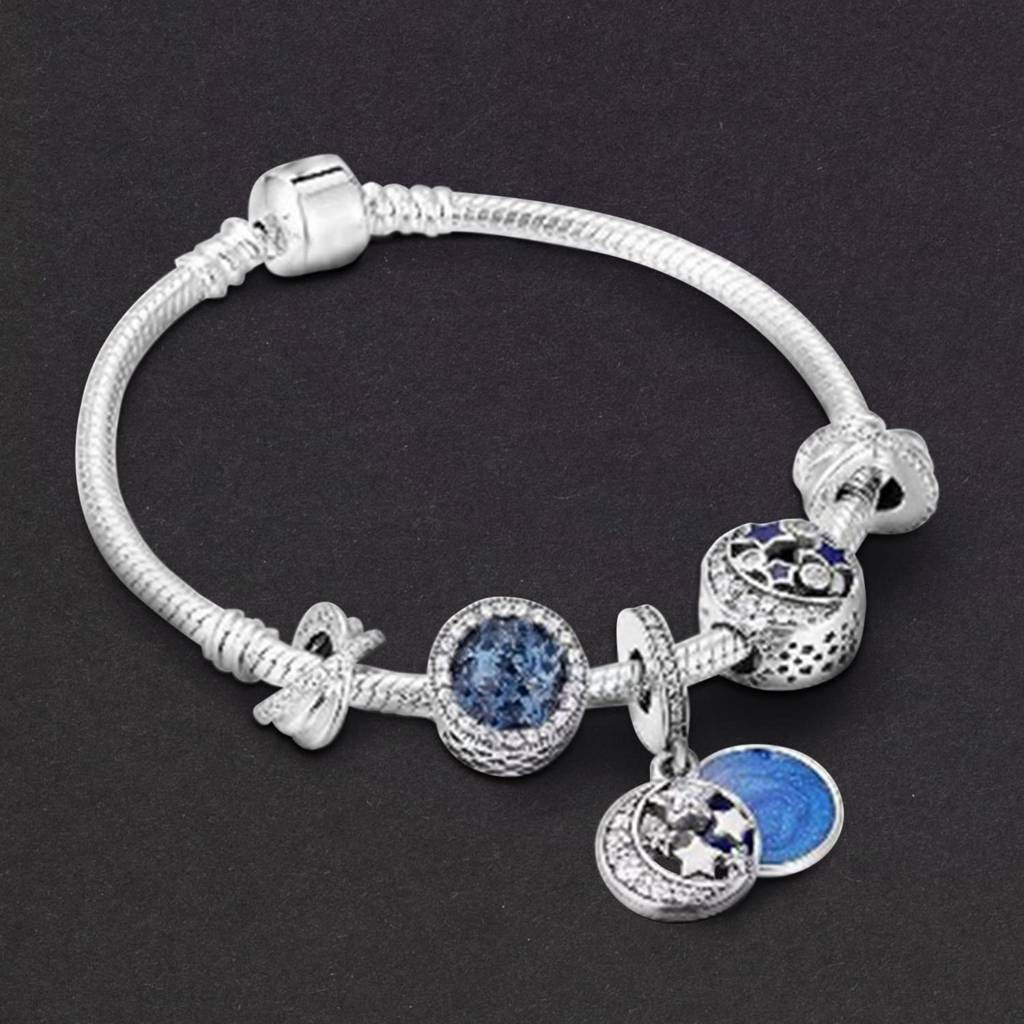 Silver Plated Cubic Zirconia Studded Charm Bracelet Stylish Fashion Jewellery Gift For Girls & Women : PX3B80
