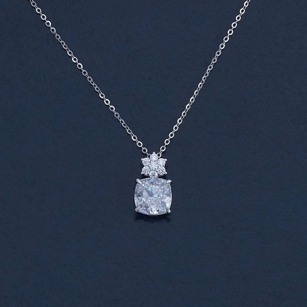 Kushal'S Fashion Jewellery White Rhodium-Plated Zircon Party 92.5 Sterling Silver Pendant Chain-180874 : 432358