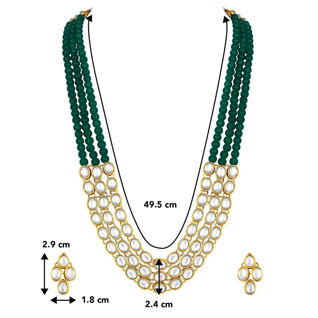Gold Plated Traditional Kundan Long Necklace Jewellery Set With Earring Gift For Women Girls-Pf26N1171 : PF26N1171G