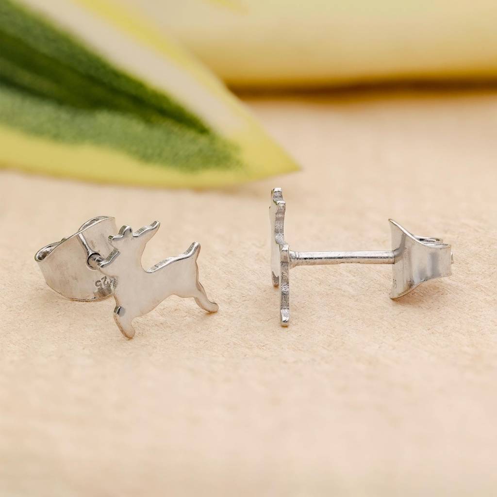 925 Silver Reindeer Studs | Christmas Holiday Gift : SE_000802