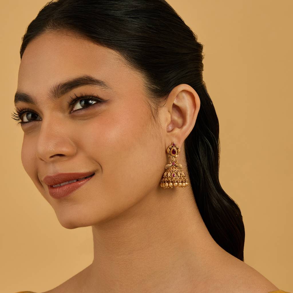 Kushal'S Fashion Jewellery Dome Shaped Jhumkas Earrings-181495 : 433691