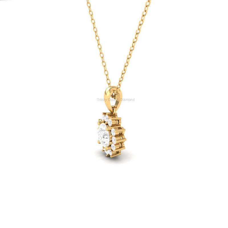 1.0Ct Moissanite Floral Cluster Pendant In 14Kt Gold Over Sterling Silver : TGDP-29