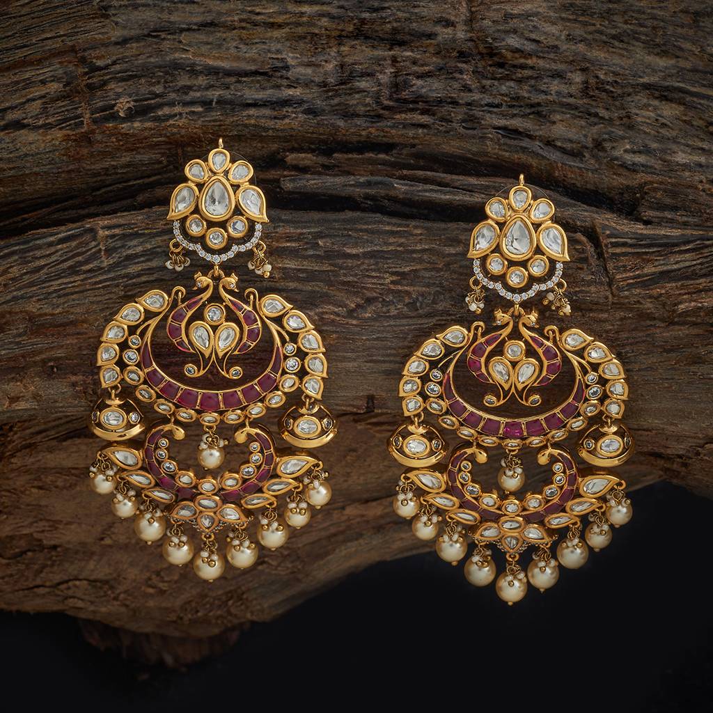 Kushal'S Fashion Jewellery Green Victorian-Plated Ethnic Kundan  Drop Earrings -180235 : 430823