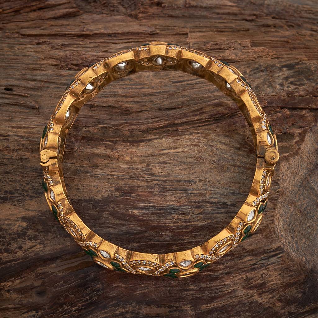 Green Plated Ethnic Kundan Bangle-442198 : 442198
