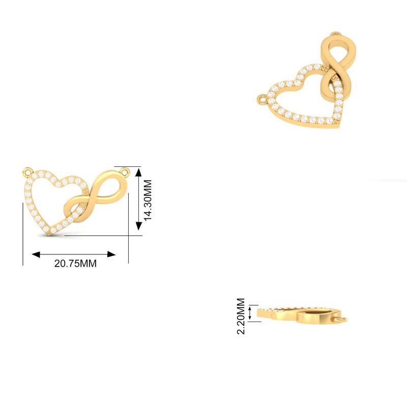 Heart & Infinity Moissanite Necklace 14K Gold Plated : TGDP-189-Y