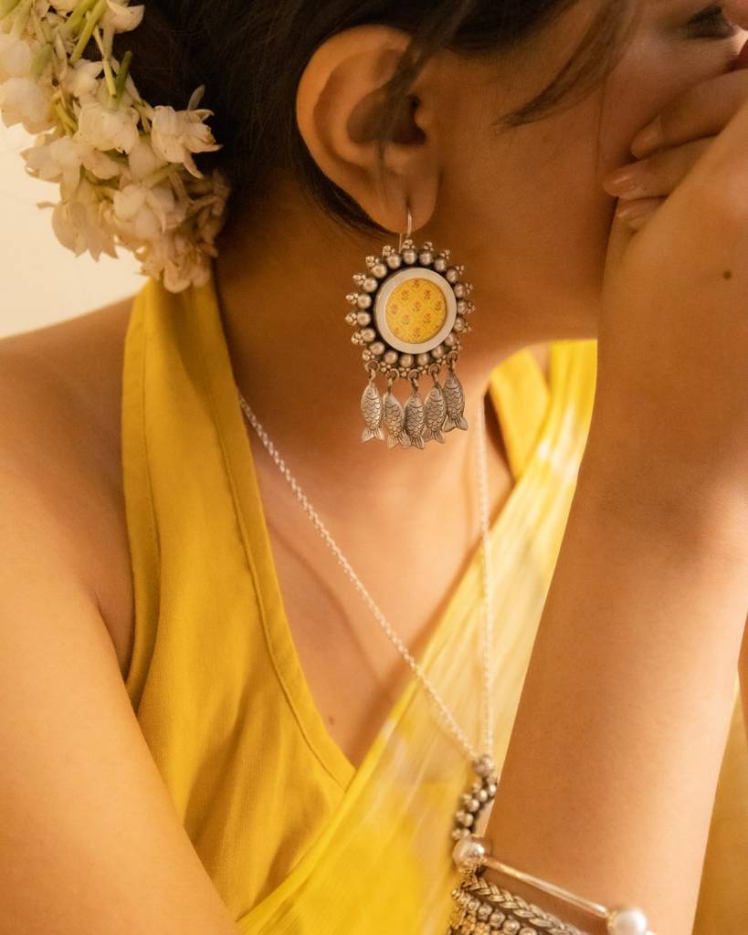 Mizoya Handpainted Fish Drop Necklace Earring Ring Set : SN4112