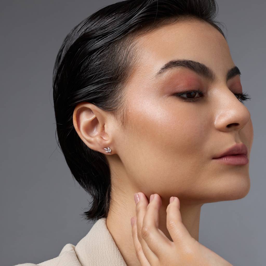 Kushal'S Fashion Jewellery White Rhodium-Plated Party 92.5 Sterling Silver Studs-448379 : 448379