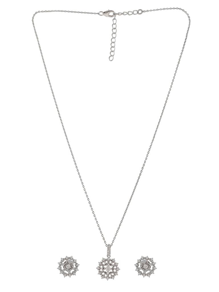 Mother'S Day Collection Sterling Silver Round Cut Zircons Cocktail Pendant Set : 8905124504095